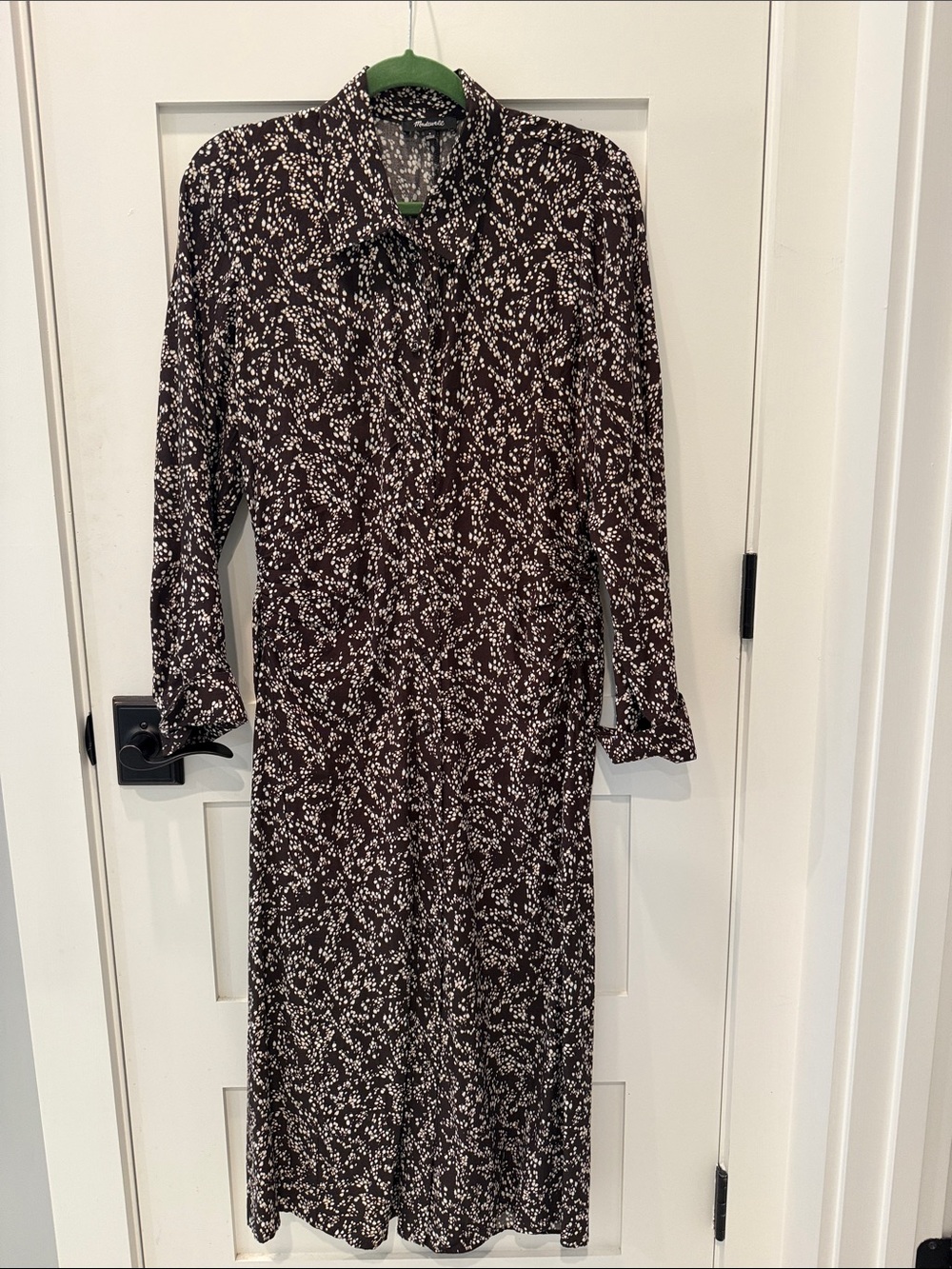 Madewell Women's Brown Printed Long Sleeve Shirt Dress
